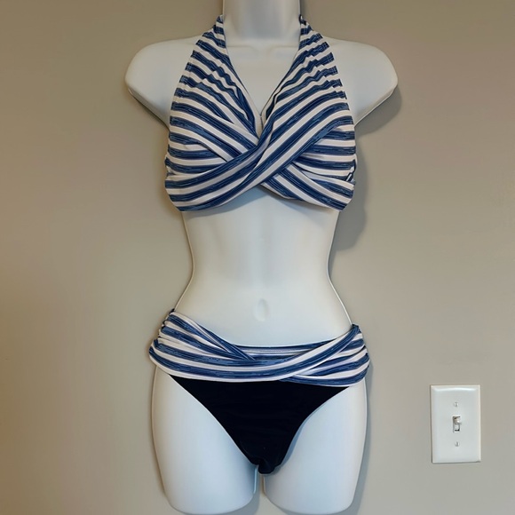 Striped Halter Bikini - Picture 1 of 2